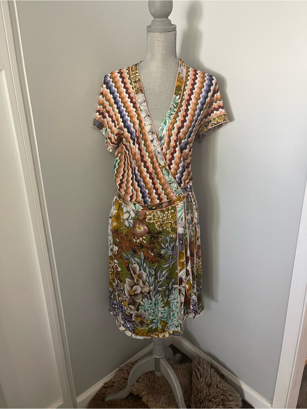 Vintage Missoni Mixed-Media Wrap Dress – Size 44 – Never Worn
